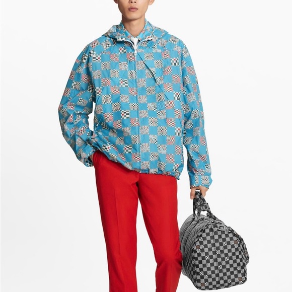 BRAND NEW Louis Vuitton Virgil Abloh Distorted Damier Blue Hooded Parka Jacket - Picture 4 of 5